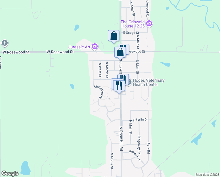map of restaurants, bars, coffee shops, grocery stores, and more near 1010 Harmony Circle in Rose Hill