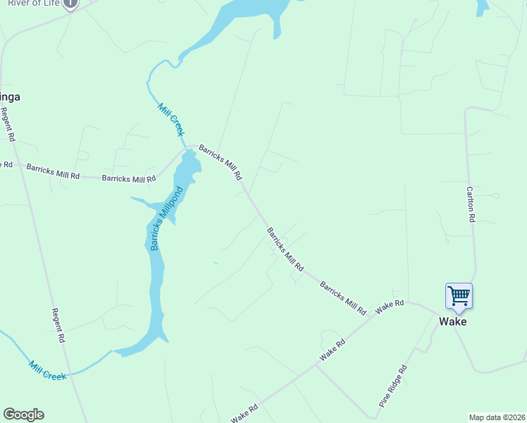 map of restaurants, bars, coffee shops, grocery stores, and more near 961-1029 Barricks Mill Road in Wake