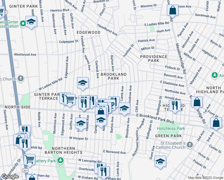 map of restaurants, bars, coffee shops, grocery stores, and more near in Richmond