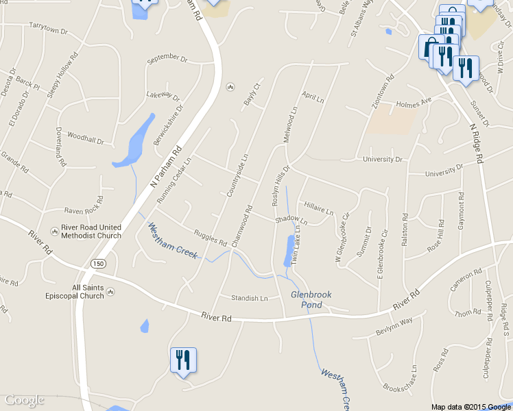 map of restaurants, bars, coffee shops, grocery stores, and more near 101 Charnwood Road in Henrico