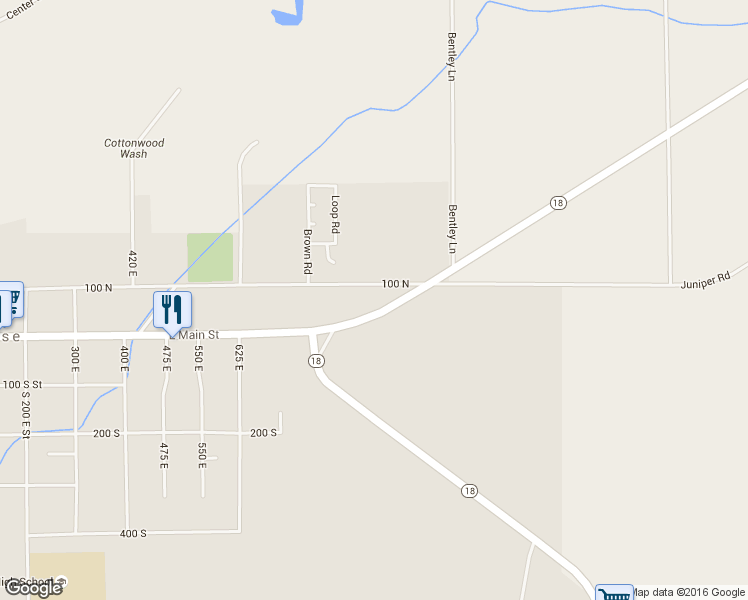 map of restaurants, bars, coffee shops, grocery stores, and more near 950 East 100 North in Enterprise