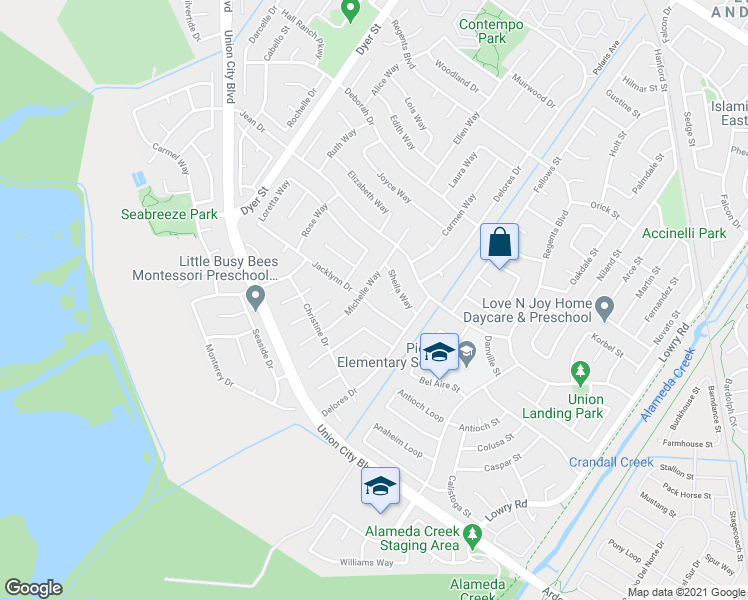 map of restaurants, bars, coffee shops, grocery stores, and more near 32511 Jacklynn Drive in Union City
