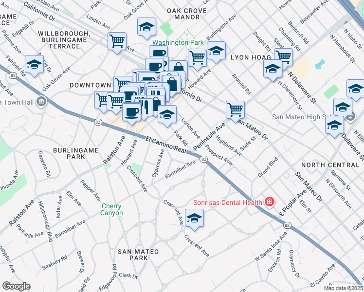 map of restaurants, bars, coffee shops, grocery stores, and more near in Hillsborough