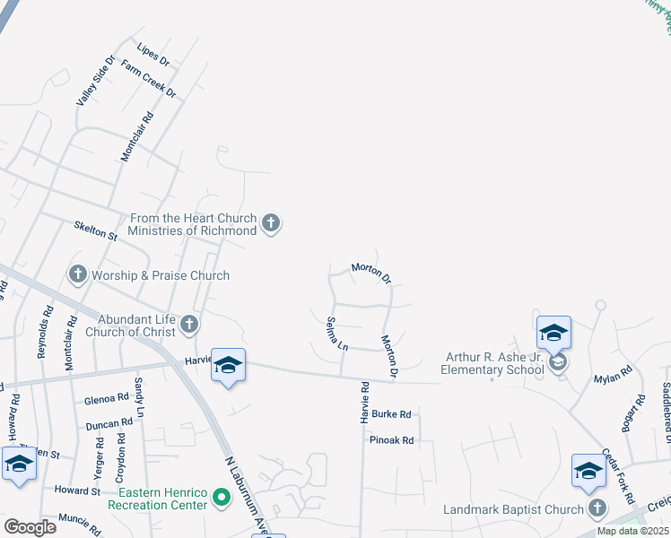 map of restaurants, bars, coffee shops, grocery stores, and more near 3953 Morton Drive in Richmond