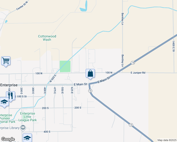 map of restaurants, bars, coffee shops, grocery stores, and more near 2 775 East in Pine Valley