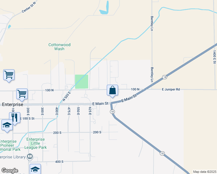 map of restaurants, bars, coffee shops, grocery stores, and more near 2 775 East in Pine Valley