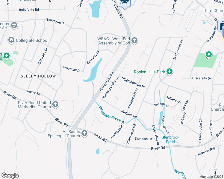 map of restaurants, bars, coffee shops, grocery stores, and more near 209 Running Cedar Lane in Richmond