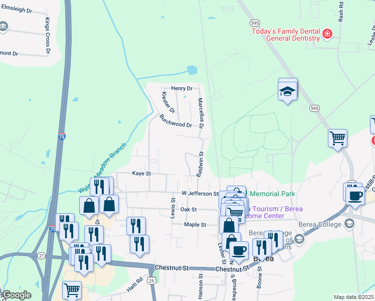 map of restaurants, bars, coffee shops, grocery stores, and more near 63 Courtland Avenue in Berea