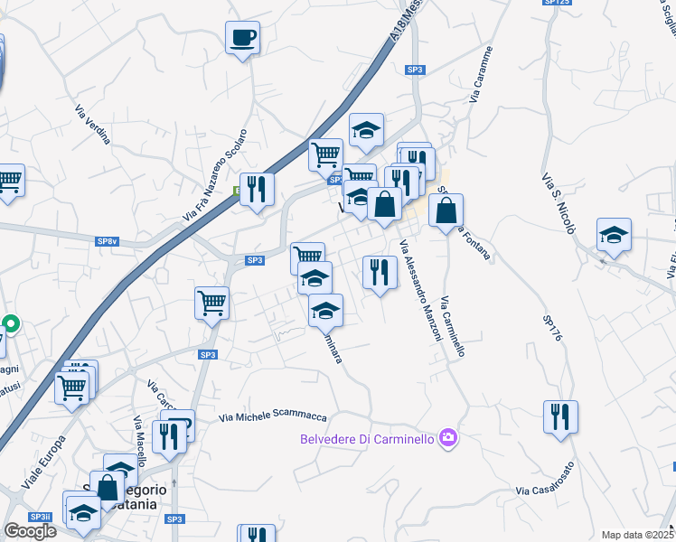 map of restaurants, bars, coffee shops, grocery stores, and more near 49 Via G. Bonaventura in Valverde