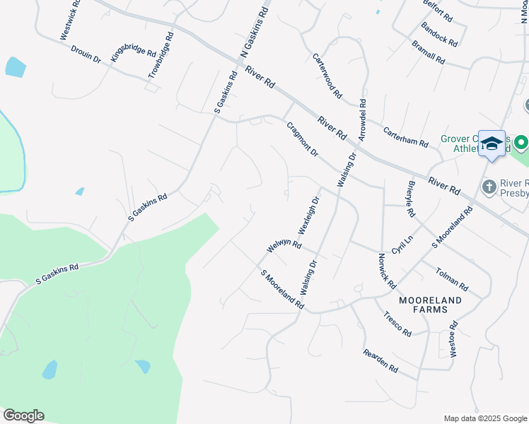 map of restaurants, bars, coffee shops, grocery stores, and more near 409 Kilmarnock Drive in Richmond