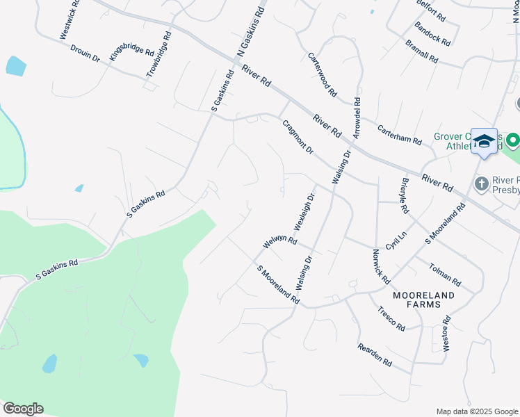 map of restaurants, bars, coffee shops, grocery stores, and more near 409 Kilmarnock Drive in Richmond