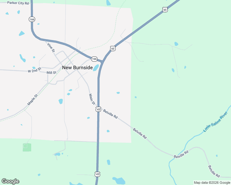 map of restaurants, bars, coffee shops, grocery stores, and more near 14425 U.S. 45 in New Burnside