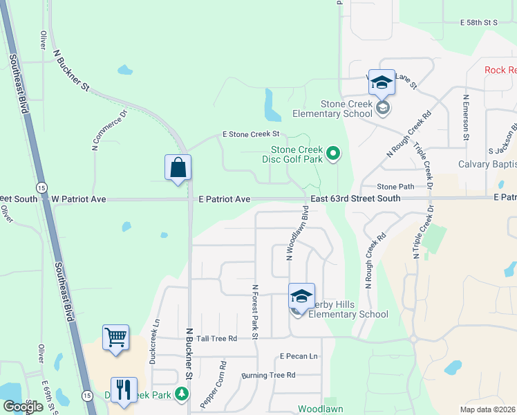 map of restaurants, bars, coffee shops, grocery stores, and more near 306 East Wild Plum Drive in Derby