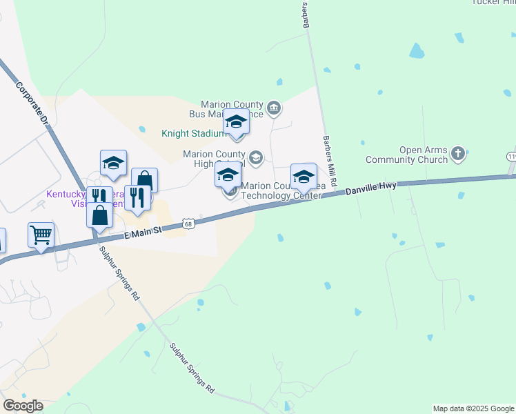 map of restaurants, bars, coffee shops, grocery stores, and more near 735 East Main Street in Lebanon