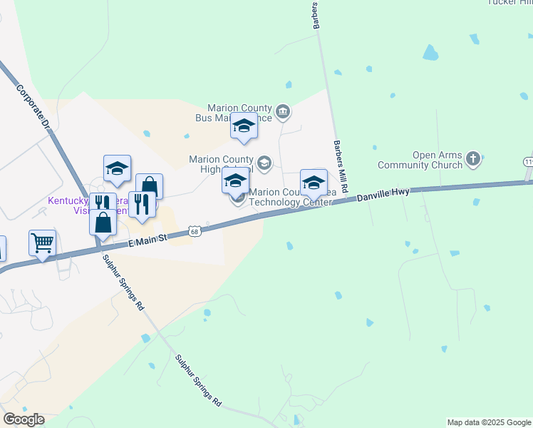 map of restaurants, bars, coffee shops, grocery stores, and more near 735 East Main Street in Lebanon