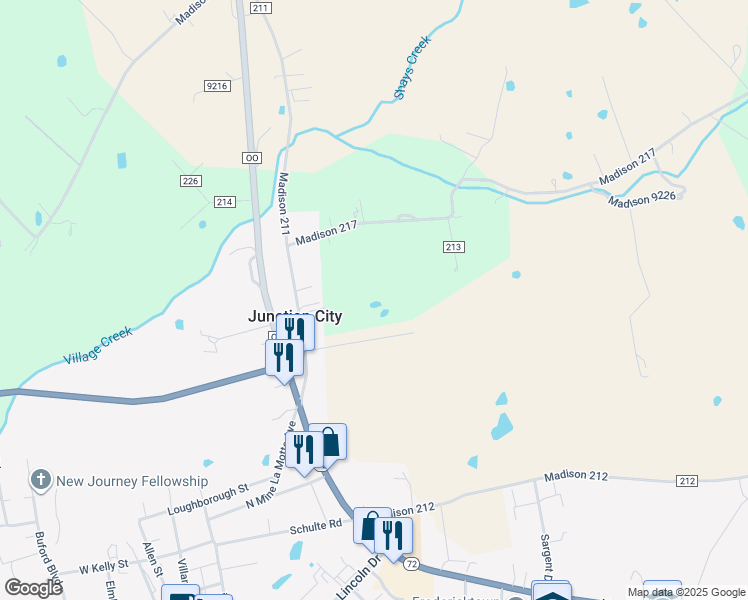 map of restaurants, bars, coffee shops, grocery stores, and more near 2396 Madison 277 in Fredericktown