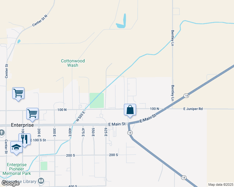 map of restaurants, bars, coffee shops, grocery stores, and more near 855 East Main Street in Enterprise