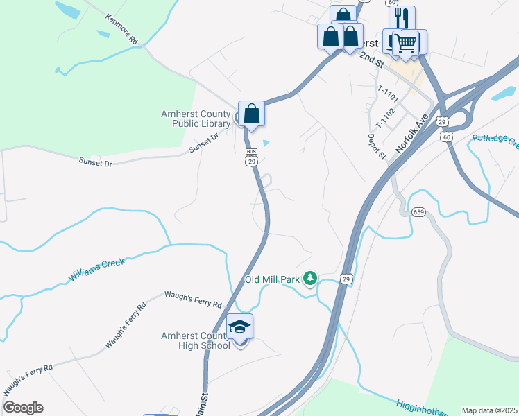 map of restaurants, bars, coffee shops, grocery stores, and more near 533 South Main Street in Amherst