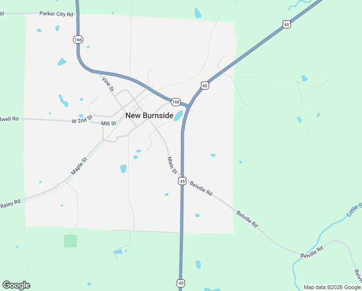 map of restaurants, bars, coffee shops, grocery stores, and more near 14425 U.S. 45 in New Burnside