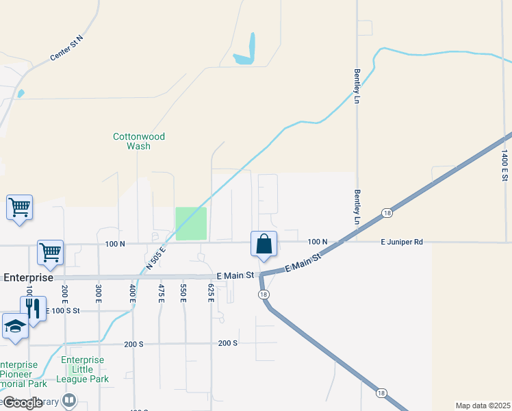 map of restaurants, bars, coffee shops, grocery stores, and more near 10 775 East in Pine Valley