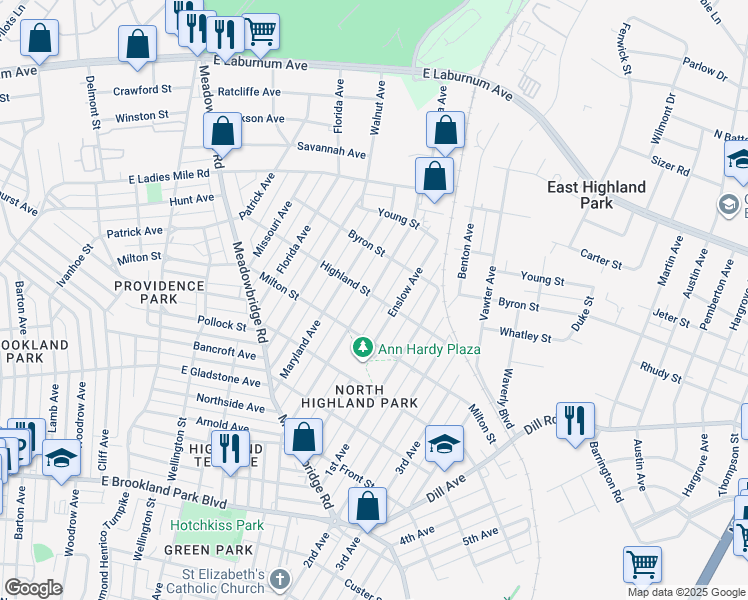 map of restaurants, bars, coffee shops, grocery stores, and more near in 