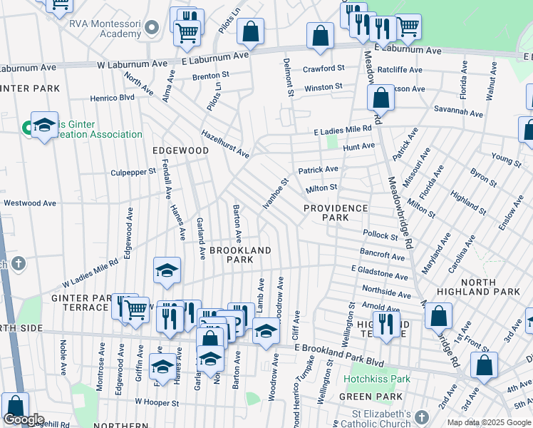 map of restaurants, bars, coffee shops, grocery stores, and more near in 