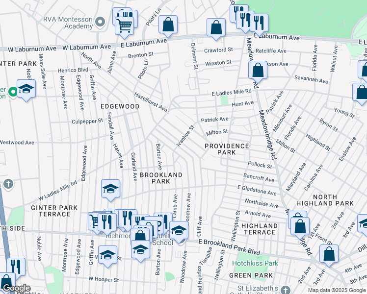 map of restaurants, bars, coffee shops, grocery stores, and more near in 