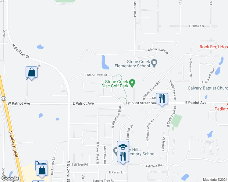 map of restaurants, bars, coffee shops, grocery stores, and more near 2806 North Button Bush Street in Derby