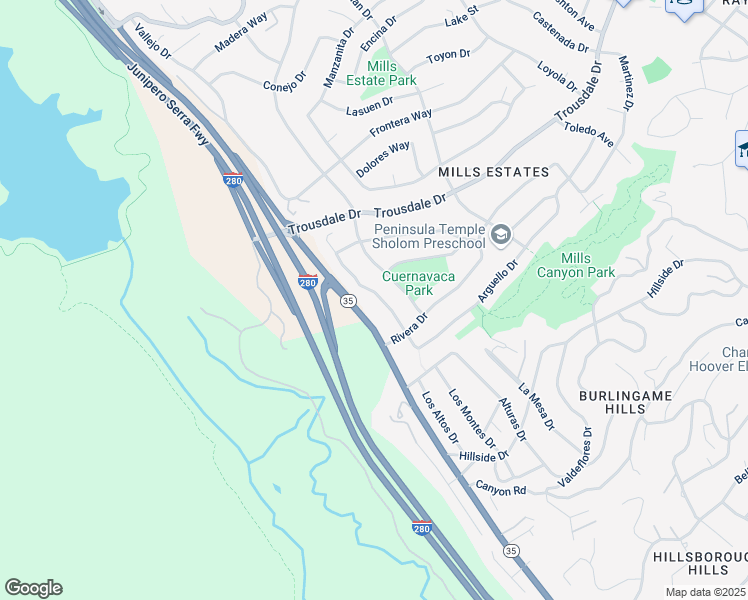 map of restaurants, bars, coffee shops, grocery stores, and more near 1683 Escalante Way in Burlingame
