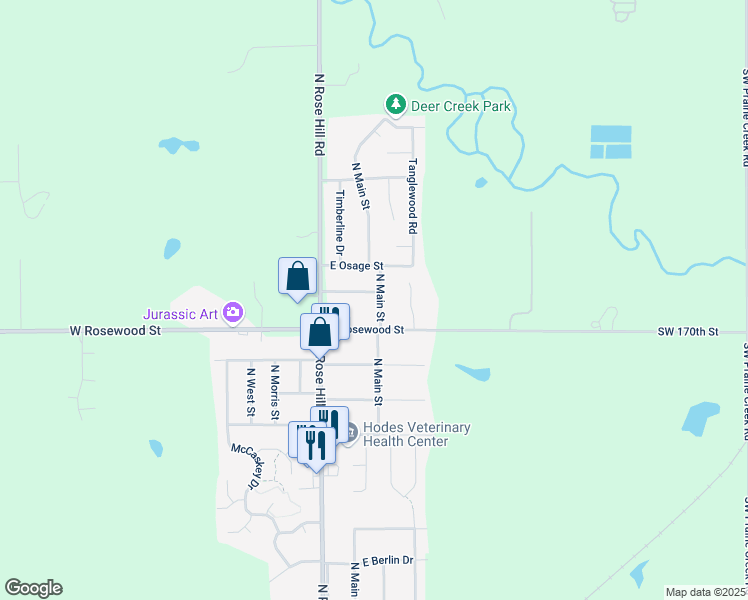 map of restaurants, bars, coffee shops, grocery stores, and more near 1400-1524 North Main Street in Rose Hill