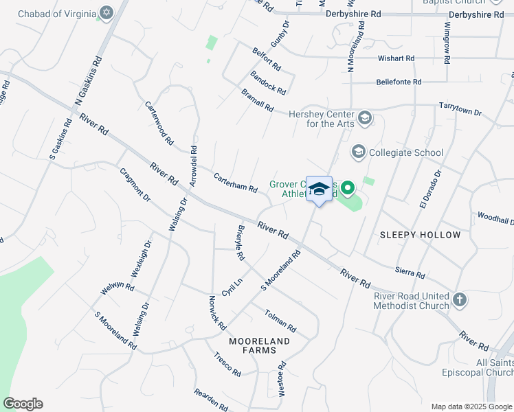 map of restaurants, bars, coffee shops, grocery stores, and more near 4 Chapaqua Drive in Henrico