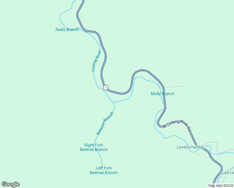map of restaurants, bars, coffee shops, grocery stores, and more near Beetree Branch Road in Magoffin County