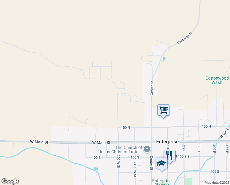 map of restaurants, bars, coffee shops, grocery stores, and more near 319 North 200 West in Enterprise