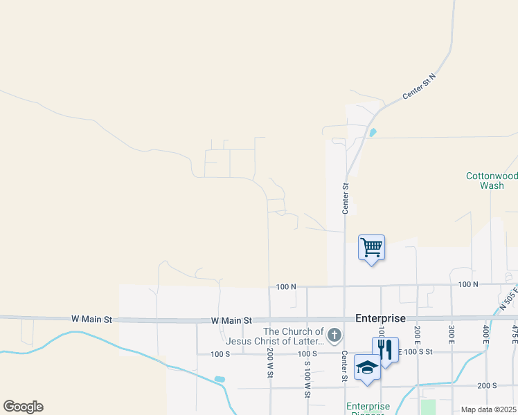 map of restaurants, bars, coffee shops, grocery stores, and more near 319 North 200 West in Enterprise
