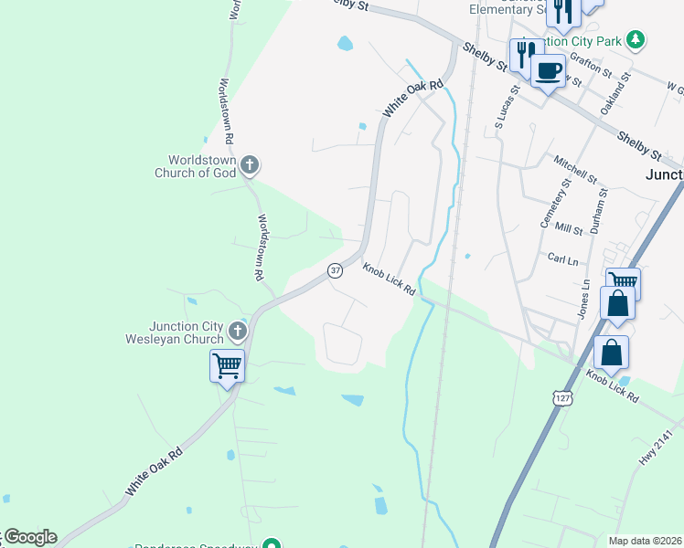map of restaurants, bars, coffee shops, grocery stores, and more near 3778 White Oak Road in Junction City