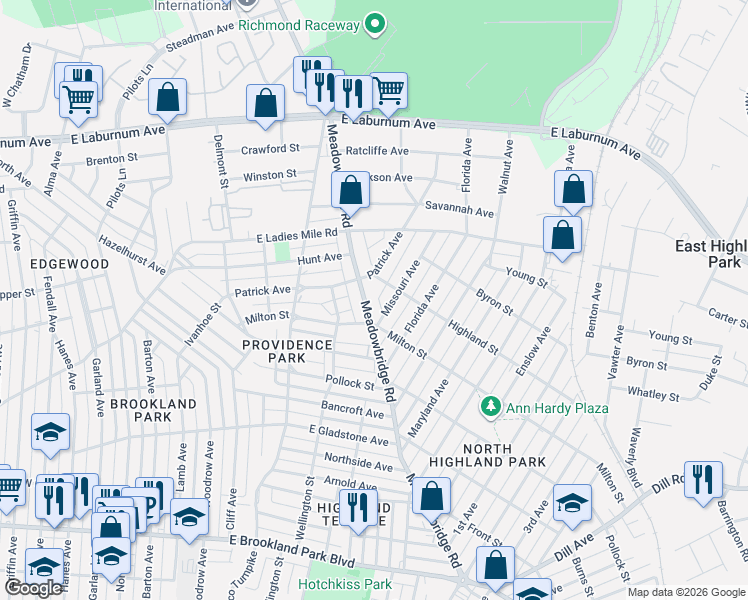 map of restaurants, bars, coffee shops, grocery stores, and more near in 