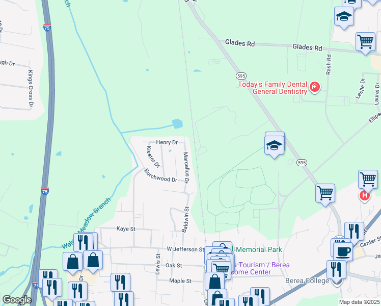 map of restaurants, bars, coffee shops, grocery stores, and more near in Berea