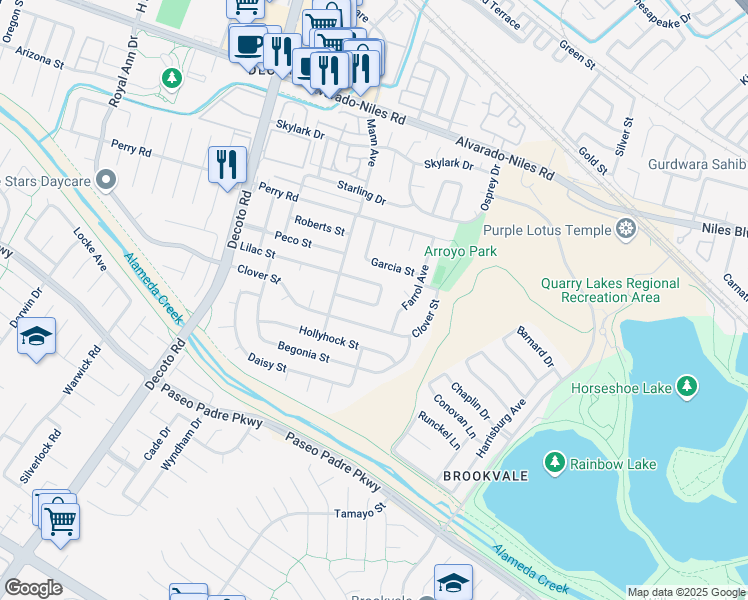 map of restaurants, bars, coffee shops, grocery stores, and more near 35035 Lilac Loop in Union City