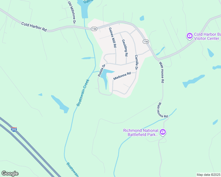 map of restaurants, bars, coffee shops, grocery stores, and more near 6217 Madonna Road in Mechanicsville