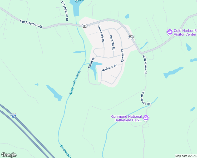 map of restaurants, bars, coffee shops, grocery stores, and more near 6217 Madonna Road in Mechanicsville