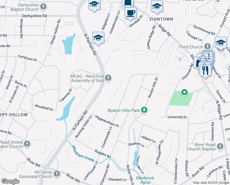 map of restaurants, bars, coffee shops, grocery stores, and more near 209 Bayly Court in Henrico