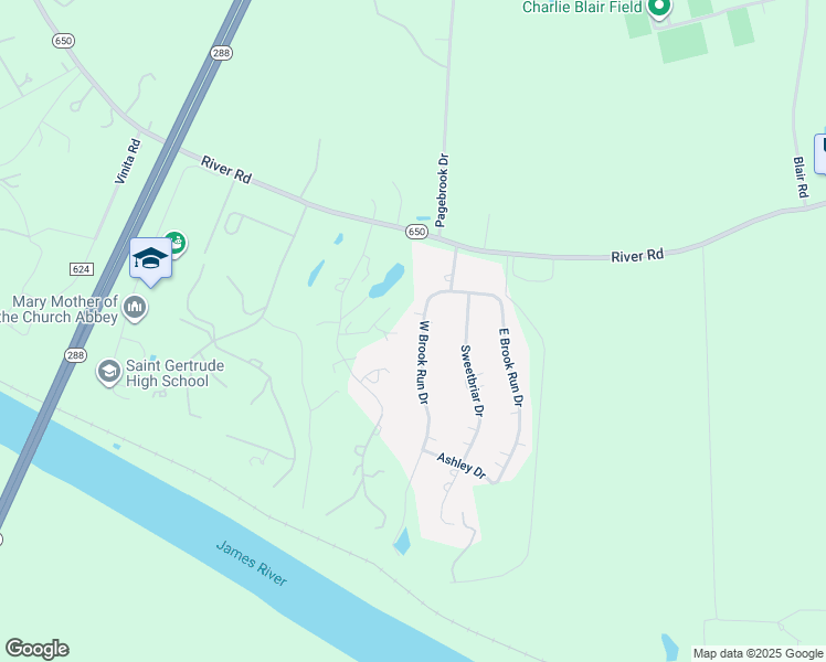 map of restaurants, bars, coffee shops, grocery stores, and more near 206 West Brook Run Drive in Richmond