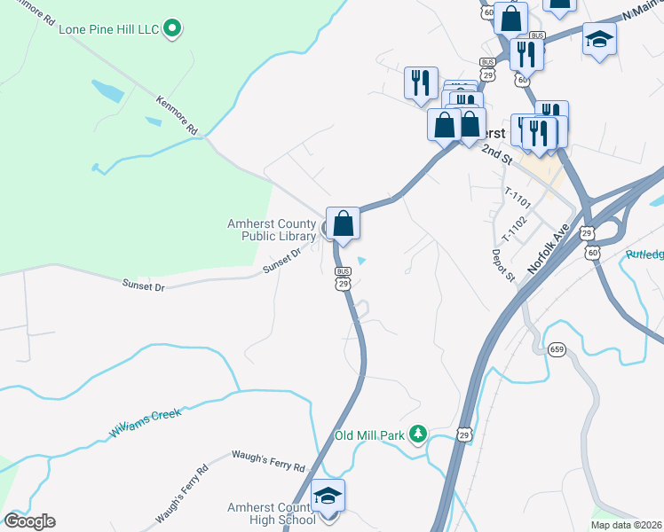 map of restaurants, bars, coffee shops, grocery stores, and more near 132 Epiphany Ct in Amherst