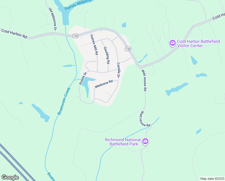 map of restaurants, bars, coffee shops, grocery stores, and more near 6393 Camille Drive in Mechanicsville