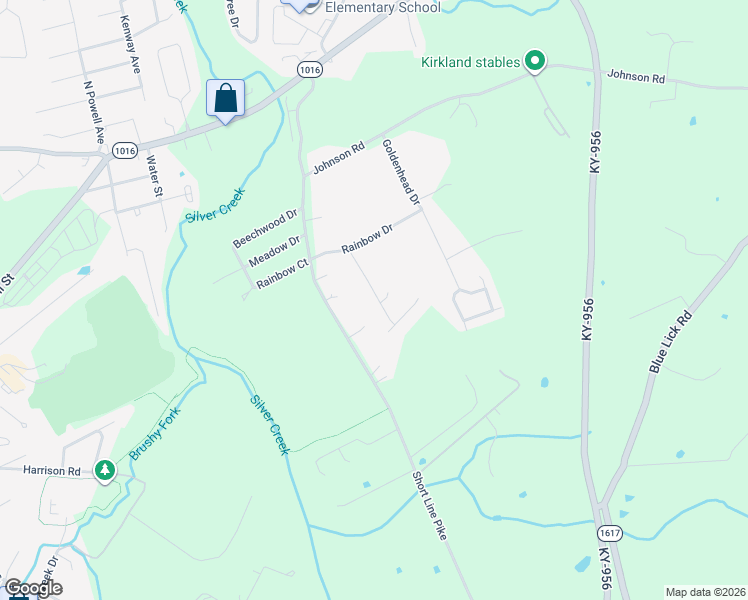 map of restaurants, bars, coffee shops, grocery stores, and more near 106 Castle Drive in Berea