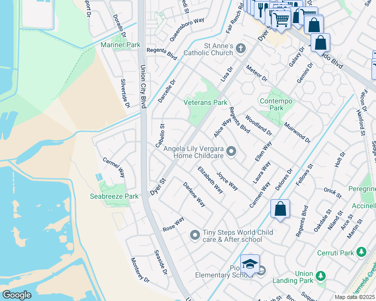 map of restaurants, bars, coffee shops, grocery stores, and more near 4623 Jean Court in Union City