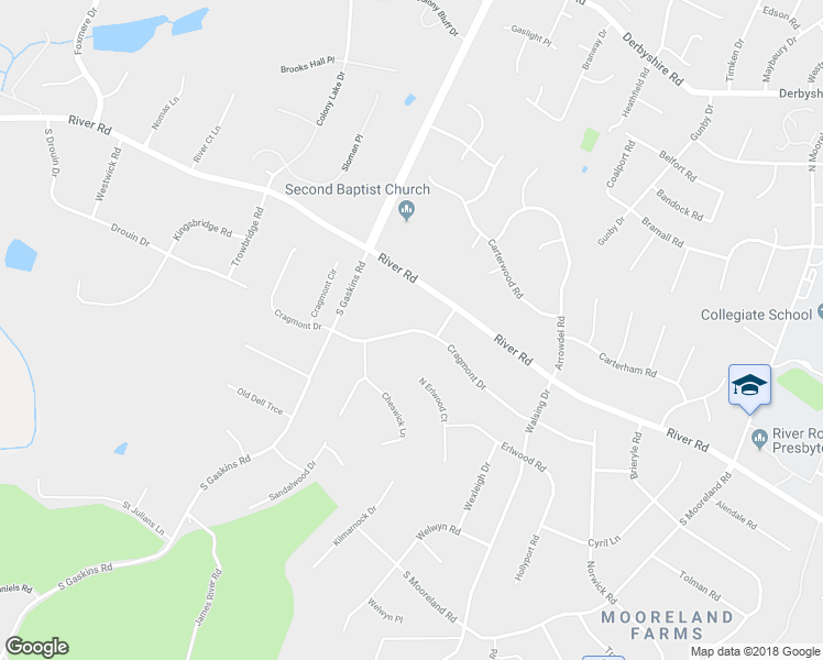 map of restaurants, bars, coffee shops, grocery stores, and more near 9604 Cragmont Drive in Henrico