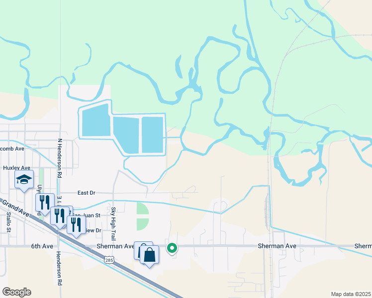 map of restaurants, bars, coffee shops, grocery stores, and more near in Monte Vista