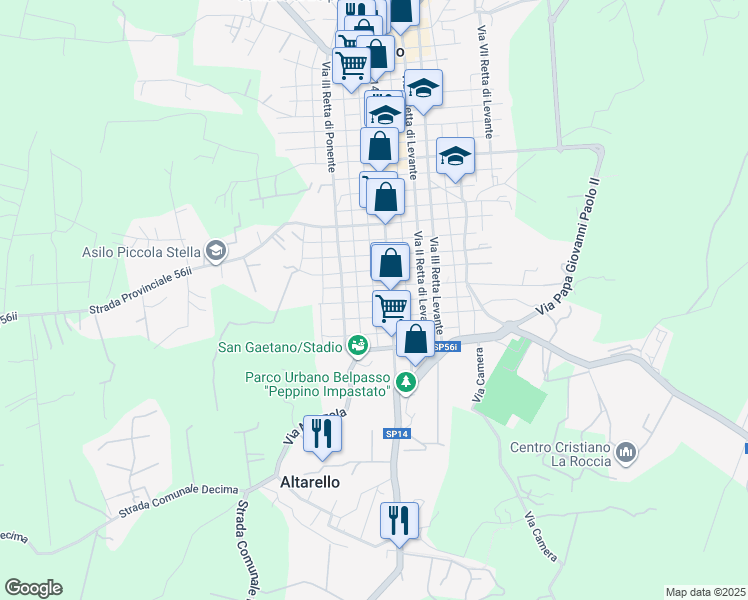 map of restaurants, bars, coffee shops, grocery stores, and more near 109 Via II Traversa in Belpasso