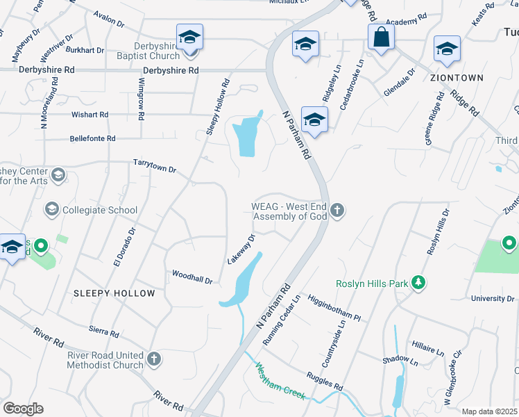 map of restaurants, bars, coffee shops, grocery stores, and more near 405 September Drive in Henrico